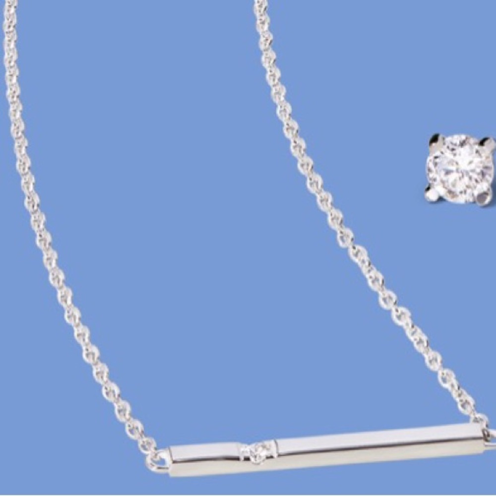 Silver Diamond bar necklace Brilliant Earth